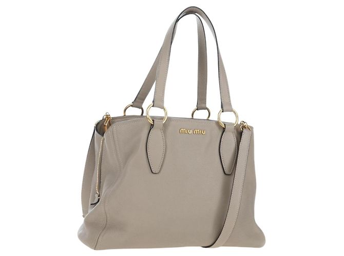 Saco Tote Miu Miu em couro 2way Bege Gold Auth 200436M