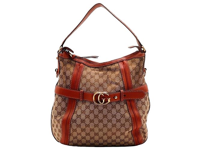 Bolsa Hobo Gucci em tela monogramada e couro Marrom