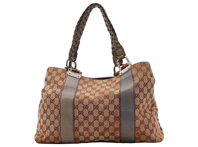 Bamboo Borsa a tracolla Gucci Monogram Canvas Marrone