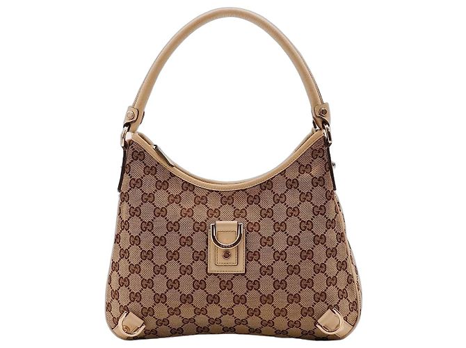Borsa a tracolla Gucci Monogram Canvas Marrone Beige