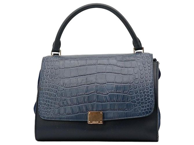 Céline Bolsa Trio Celine em couro e camurça azul