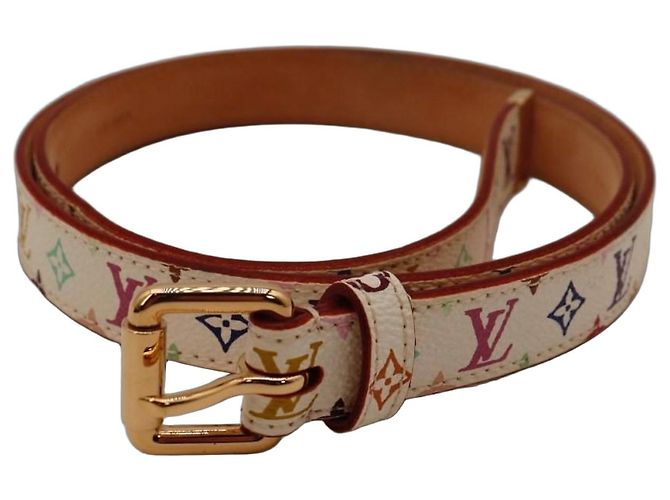 Louis Vuitton Monogram Multicolore Belt White Multiple colors Golden