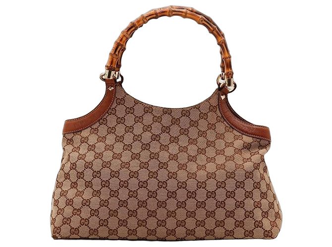 Bamboo Gucci Monogram Handtasche mit Bambusgriff Braun Monogramm