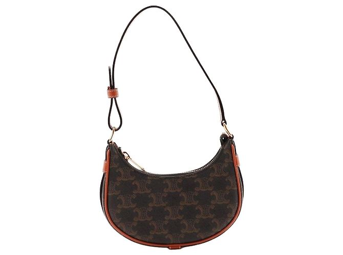 Céline Bolsa Ava Triomphe em tela Triomphe e pele de vitela Marrom