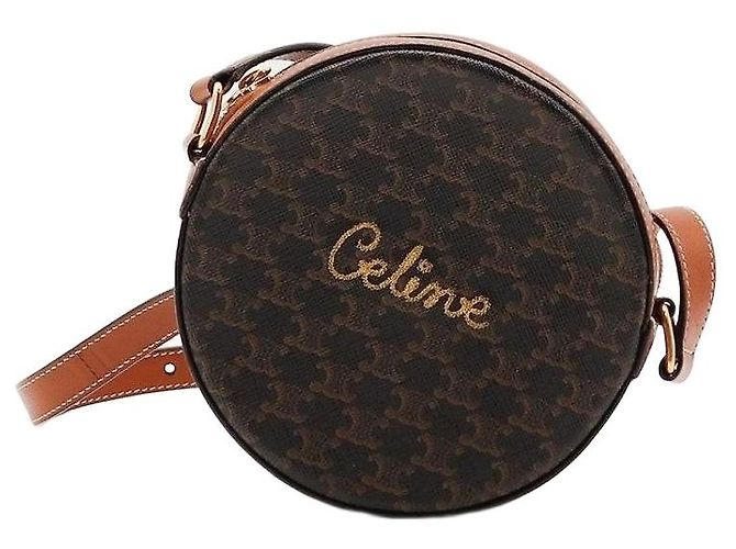 Céline Celine Triomphe Canvas Runde Tasche Braun Monogramm