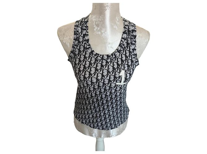 Canotta Christian Dior Monogramme Oblique Nero Bianco