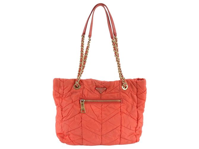 Tote Prada Tessuto Nylon Leather Triangle Logo Bag Pink