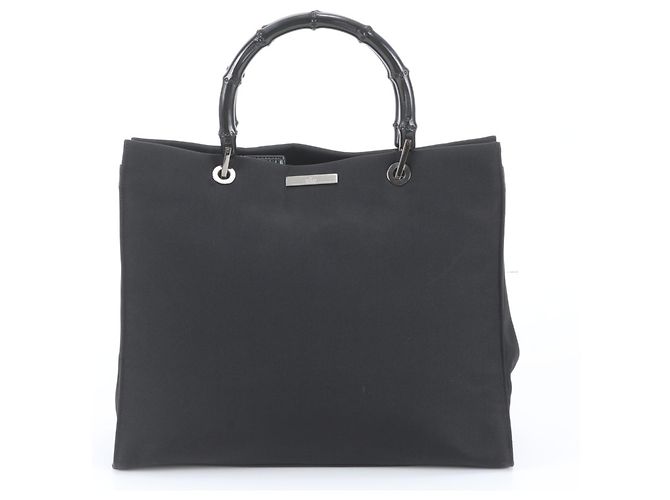 Borsa Tote Gucci in pelle nera e nylon Nero