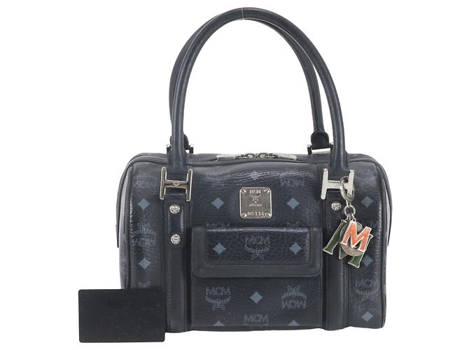 Bolsa Mini Boston MCM Visetos em couro Marrom Preto