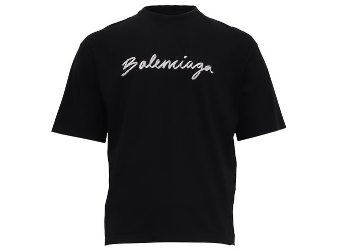 Everyday T-shirt Balenciaga Script Logo in cotone nero