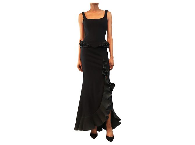 Escada Set due pezzi top bustier e gonna nero - size UK 6