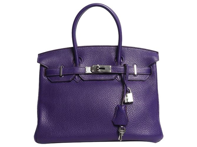 Hermès mala Birkin 30 2010 roxa em couro Clemence Roxo