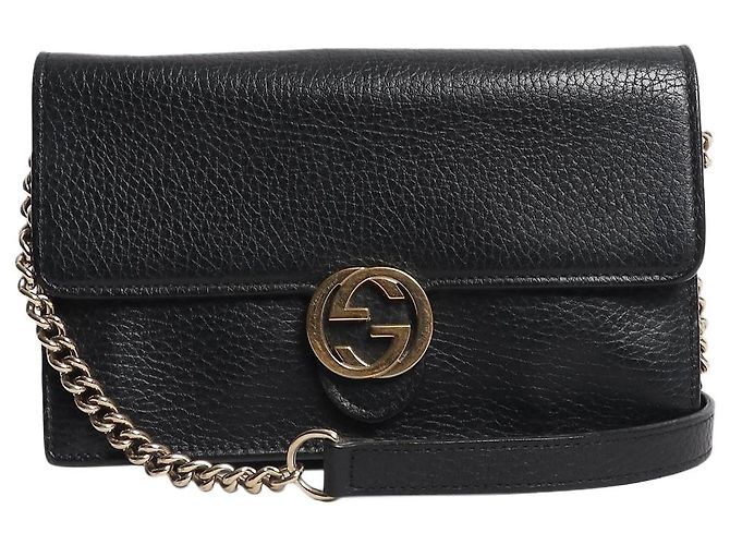 Gucci Black Interlocking G chain wallet