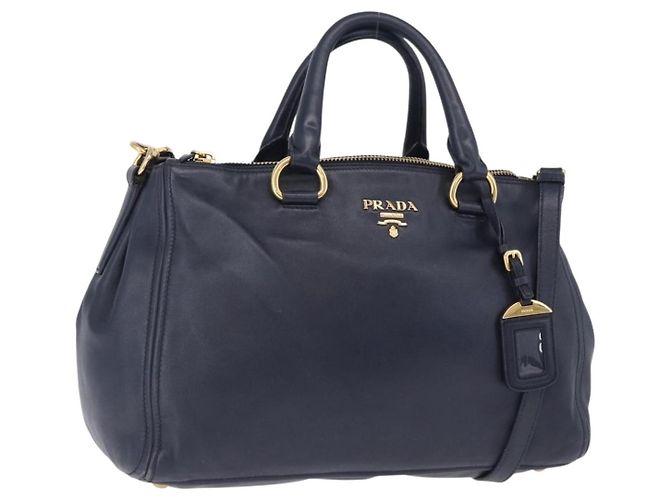 PRADA Handtasche Leder 2way Navy Gold