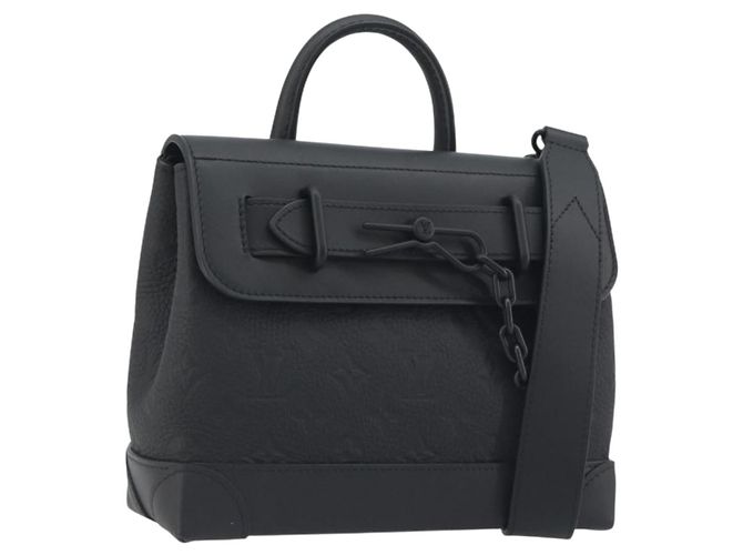 LOUIS VUITTON Taurillon Clemence Monogram Steamer PM Black M24436