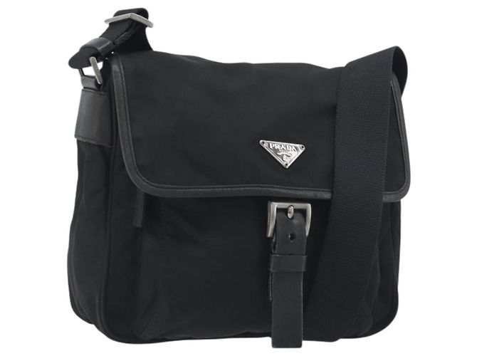 PRADA Bolsa de Ombro Nylon Black Silver