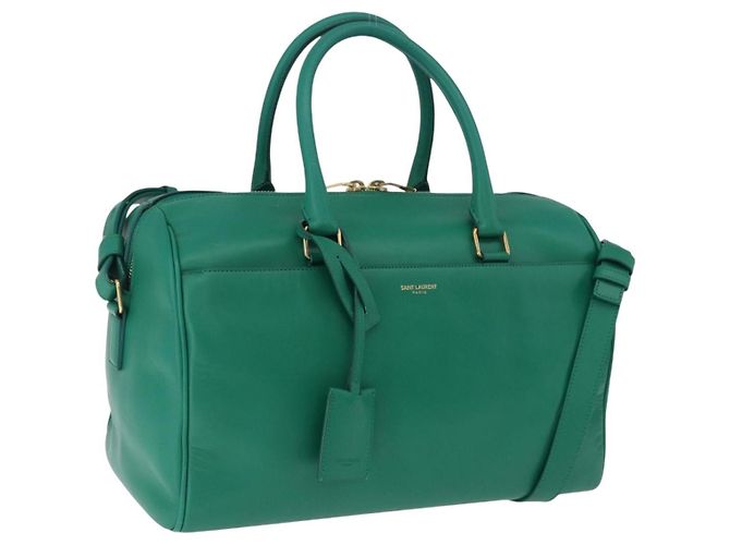 Autre Marque SAINT LAURENT Mala Duffle Clássica Pele 2way Verde Ouro 322049