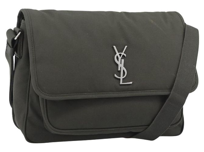 Autre Marque SAINT LAURENT Bolsa de Ombro Canvas Khaki Silver 757146