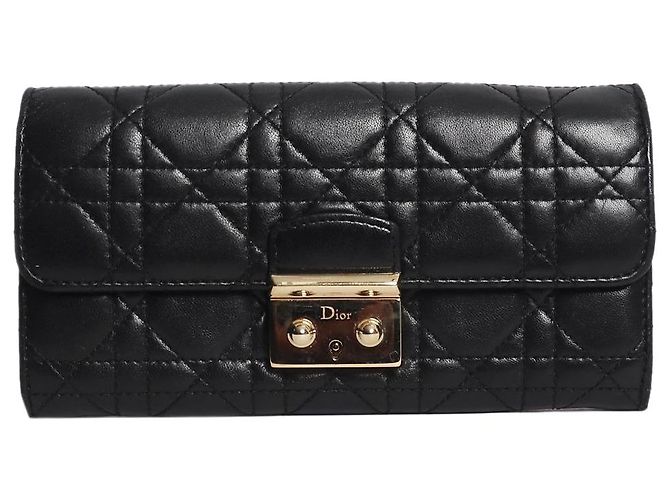 Autre Marque Black leather long wallet