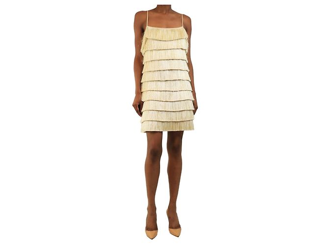 Autre Marque Crème Volant-Minikleid - size UK 8 Roh