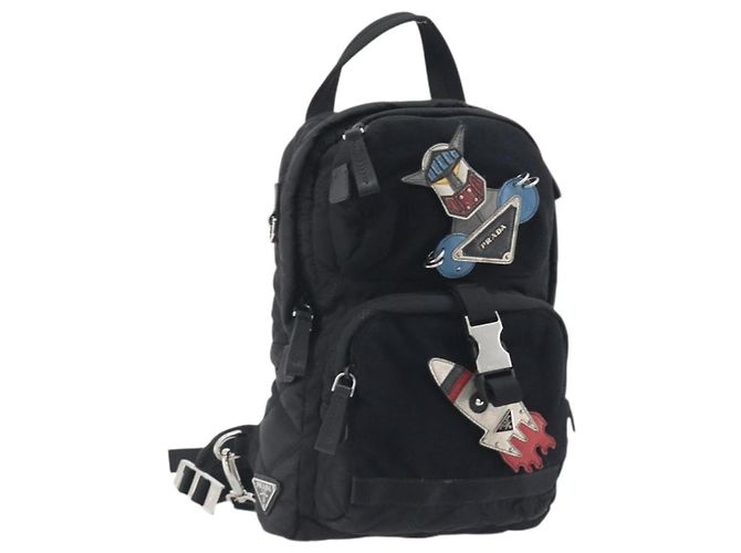 PRADA Body Bag Nylon Black Silver