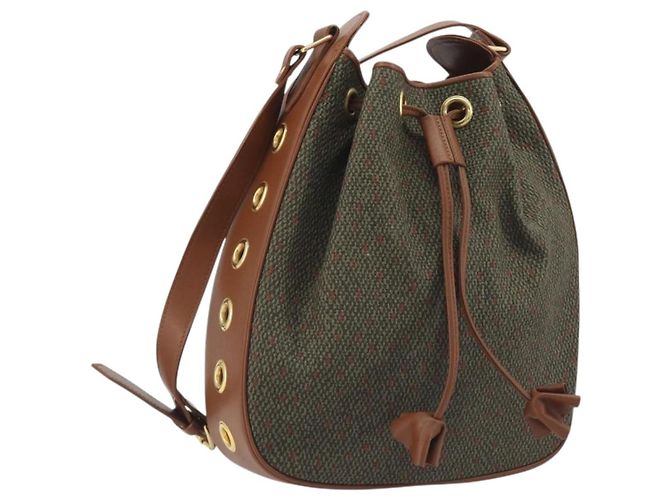 Autre Marque SAINT LAURENT Shoulder Bag PVC Canvas Brown Gold