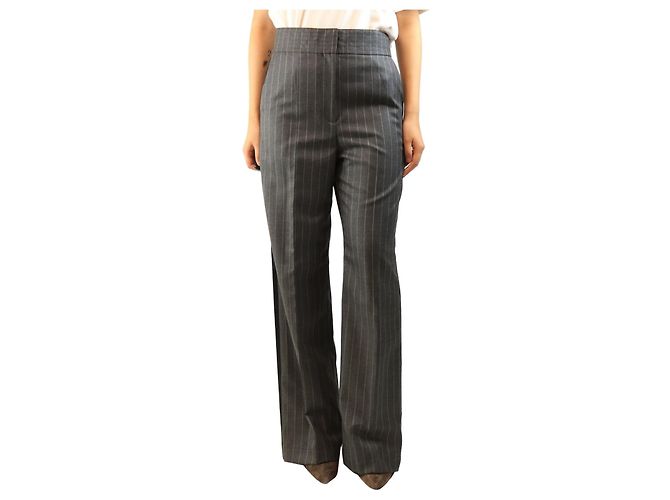 Loewe Calças de lã cinzentas com riscas - size UK 10 Cinza