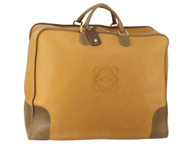 LOEWE Boston Bag Leather Beige Gold