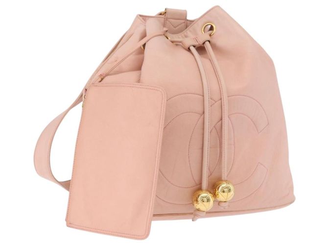 CHANEL Rucksack Lamb Skin Rosa Gold CC