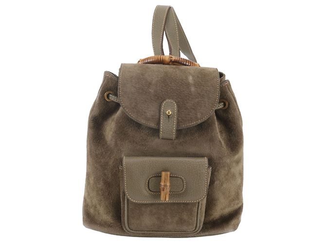 Gucci Old Bamboo Leather Backpack Brown