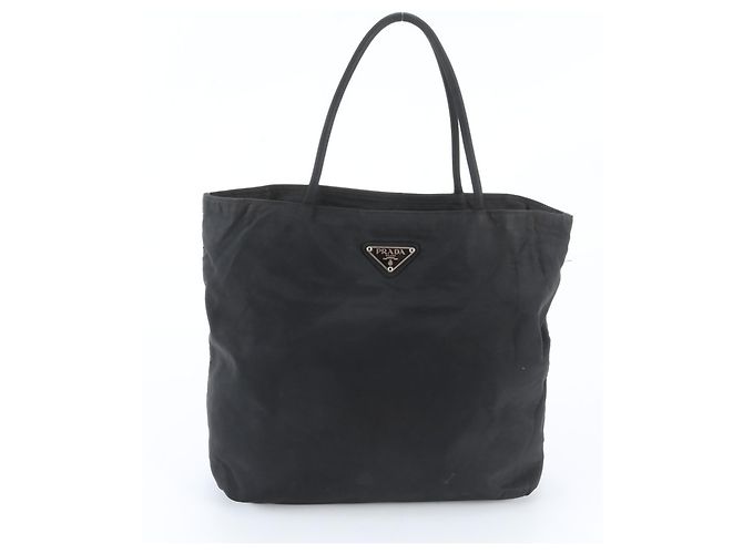 Tote Sac cabas Prada en nylon Tessuto avec logo triangle Noir