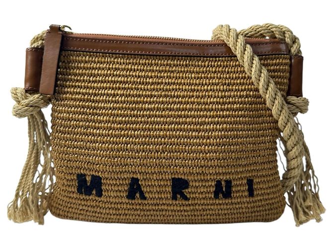 Marni Brauner Raffia-Korbbeutel