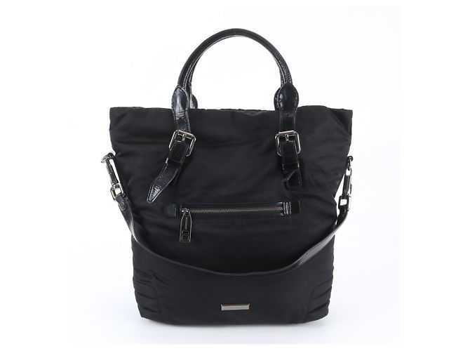Borsa Tote 2-Way Burberry in pelle e nylon Nero