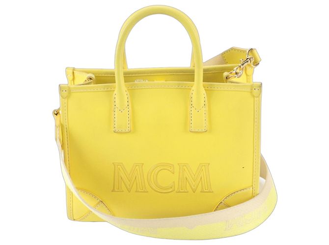 MCM Munich Mini Leather 2-Way Bag Yellow