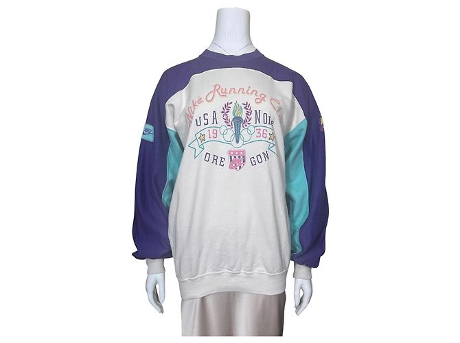 Nike Premier Era Running Club USA Sweatshirt Weiß Lila Hellblau
