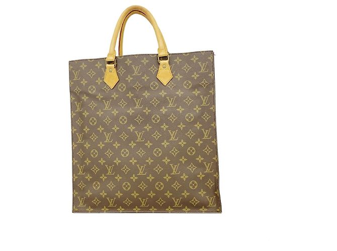 Louis Vuitton Monogram Sac Plat Tote Bag M51140 Brown Marrom