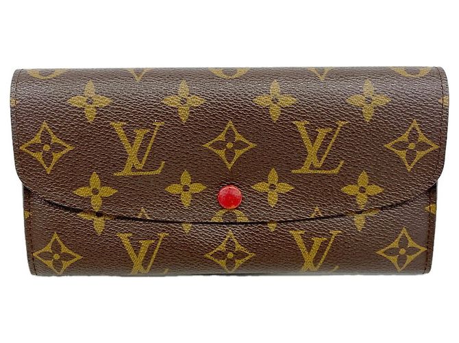 Louis Vuitton Monogram Portefeuille Emilie Long Wallet Brown Red