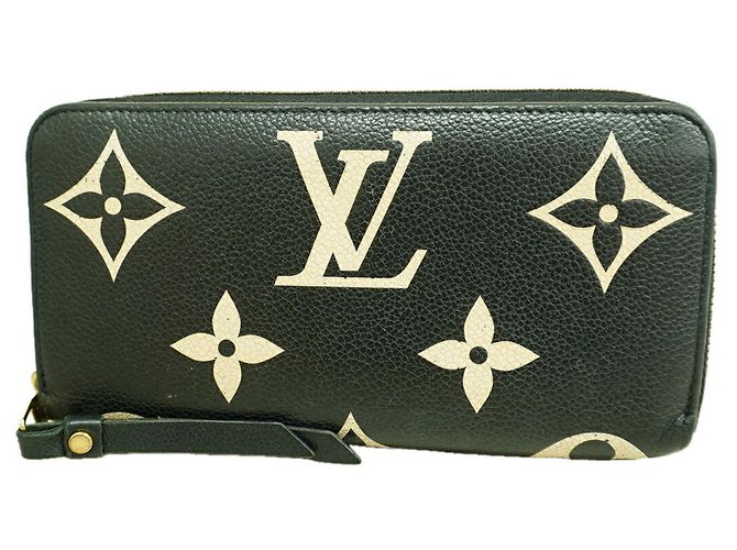 Louis Vuitton Monogram Empreinte Bicolor Zippy Wallet Black Beige