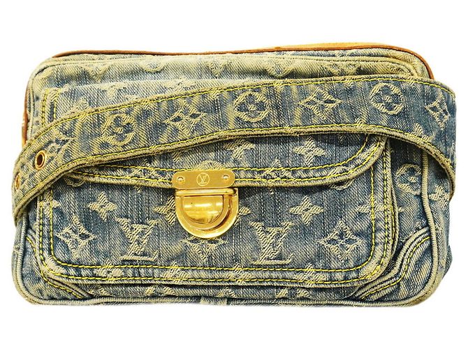Sac banane Louis Vuitton Monogram Denim Bleu