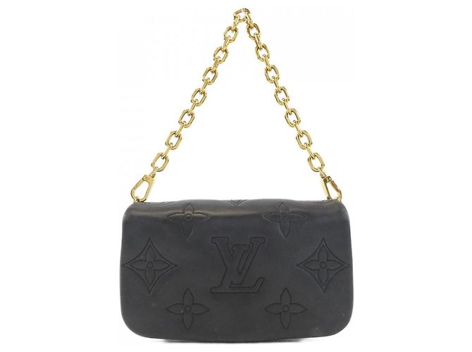 Louis Vuitton Bubblegram Wallet on Strap Shoulder Bag Black