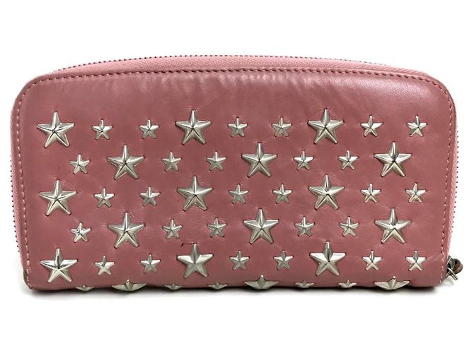 Jimmy Choo Star Stud Round Zip Long Wallet Pink