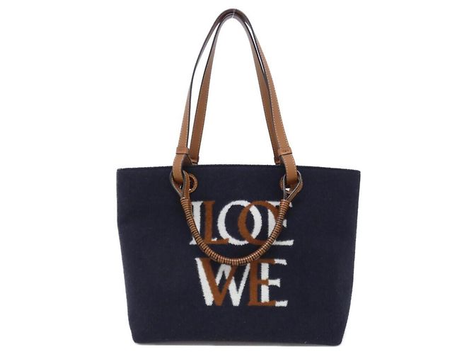 Sac à main cabas Loewe Love Anagram Bleu Bleu Marine