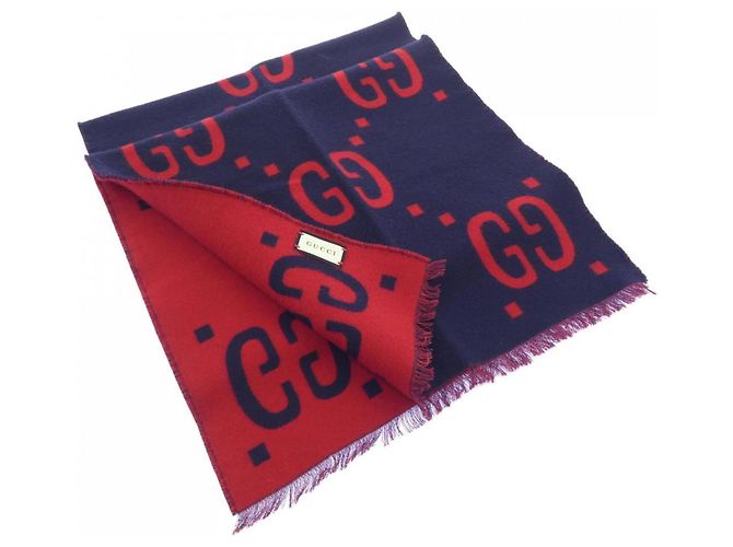 Sciarpa Stole Gucci in blu navy e rosso