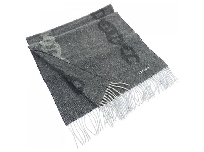 Hermès Hermes Gray Cashmere Stole Brown