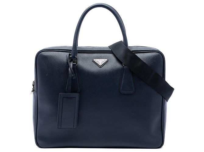 Mala de Negócios Prada Blue Saffiano Azul Azul marinho