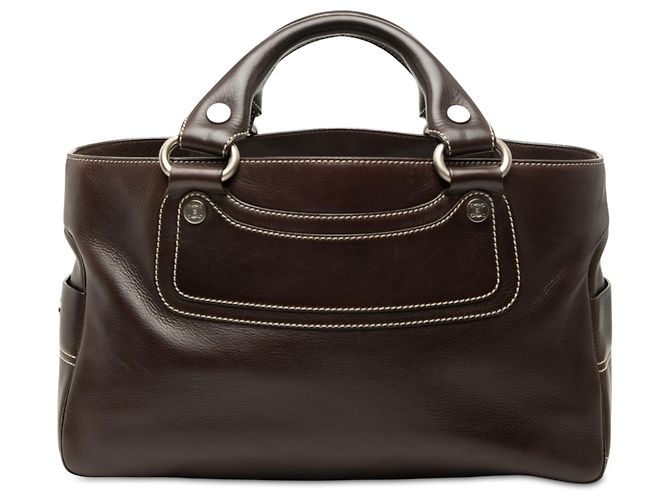 Céline Bolsa Boogie Celine em couro de bezerro marrom Castanho escuro