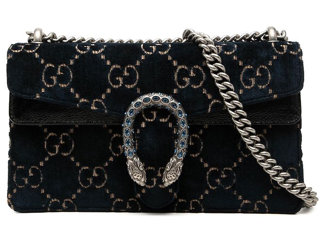 Gucci Borsa a Tracolla Dionysus in Velluto GG Blu Medium Blu navy