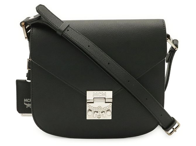 Borsa a tracolla in pelle MCM Patricia Nero