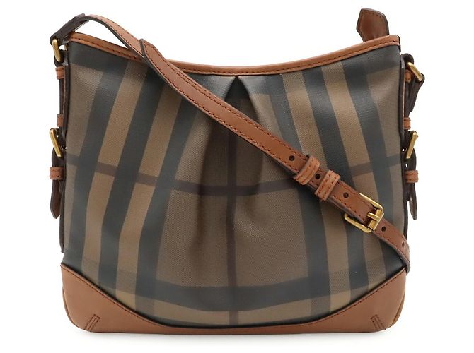 Borsa a tracolla Burberry Smoked Check Marrone Nero Cachi