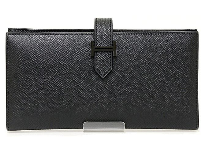 Hermès Cartera larga monocromática Hermes Bearn Soufflé Negro